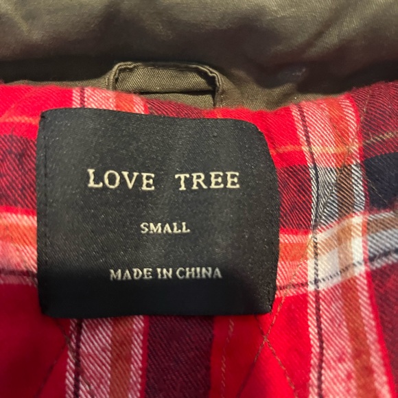 Love Tree 🌳 utility jacket with draw string flannel hood - Picture 3 of 9